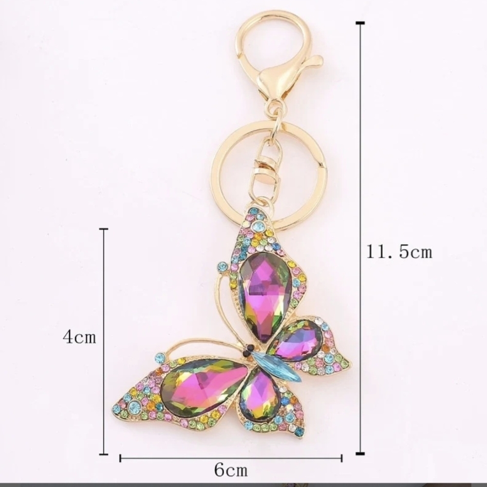Lavish Gold and Purple Butterfly Keychain - Picture 2 of 2
